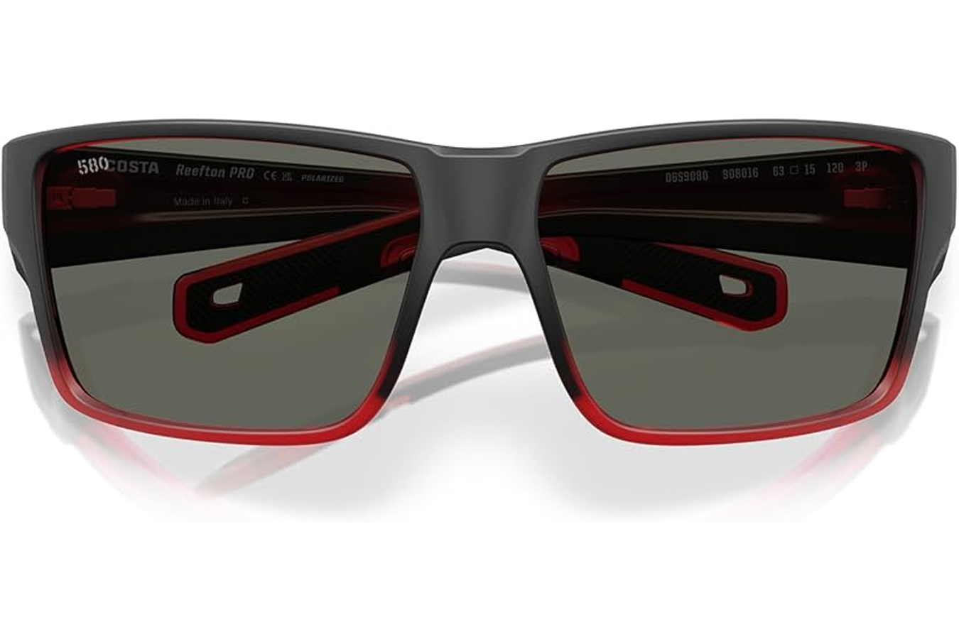 COSTA DEL MAR Reefton Pro Sunglasses with Red Sky Frame and Gray Polarized Lenses